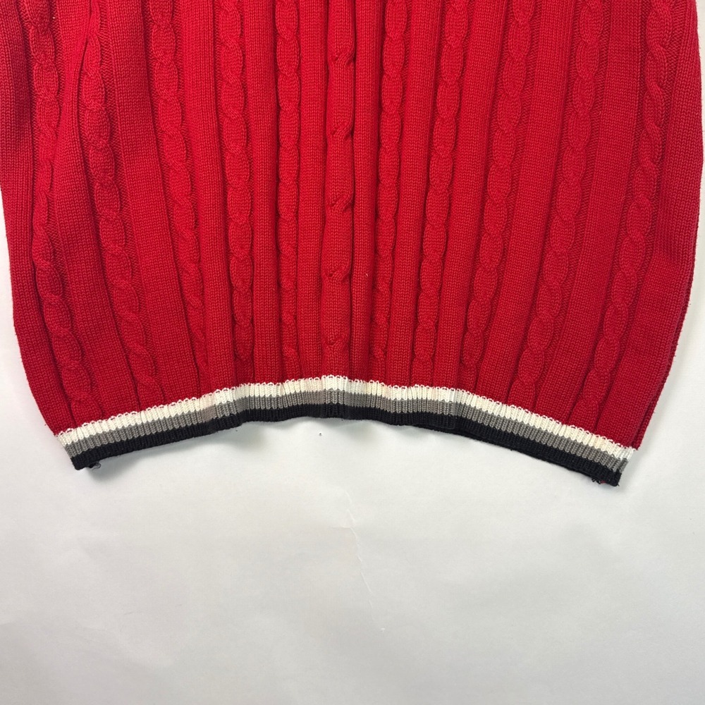 Vintage Y2K FUBU Red Cable Knit Sweater‎ Vest V-Neck Striped XL 90s Streetwear - Picture 6 of 10